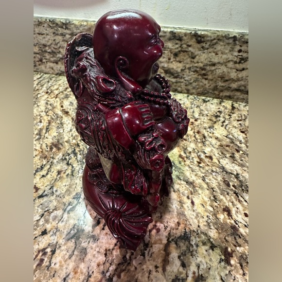 Vintage Ornate Intricate Buddha Laughing Statue 9” Red Figure Statue 4.2 Lbs. - Picture 11 of 16